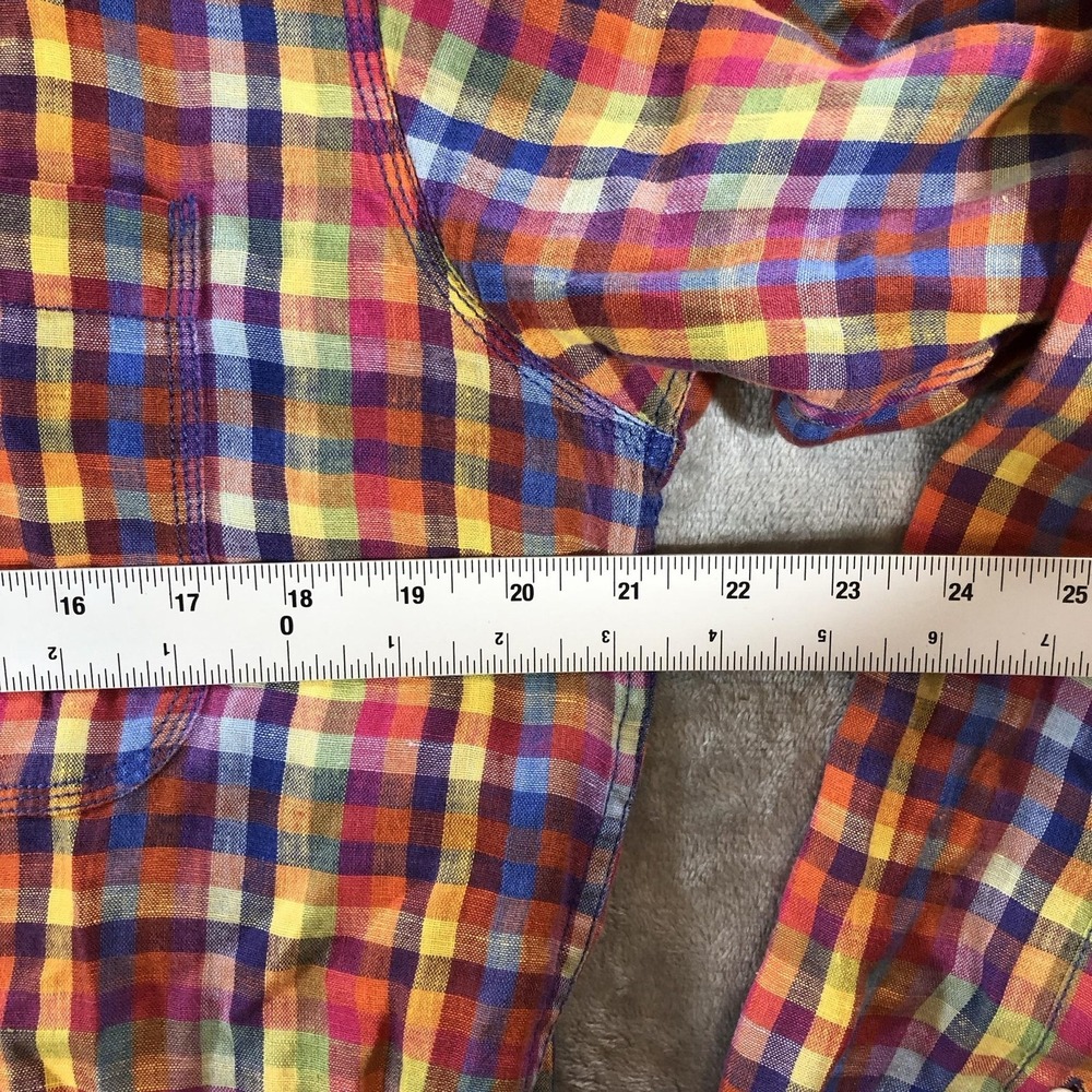 Bugatchi Uomo Shirt Mens Medium Multicolor Linen Long Sleeve Button Front - Picture 8 of 16